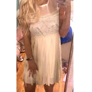 Cream lace fringe dress